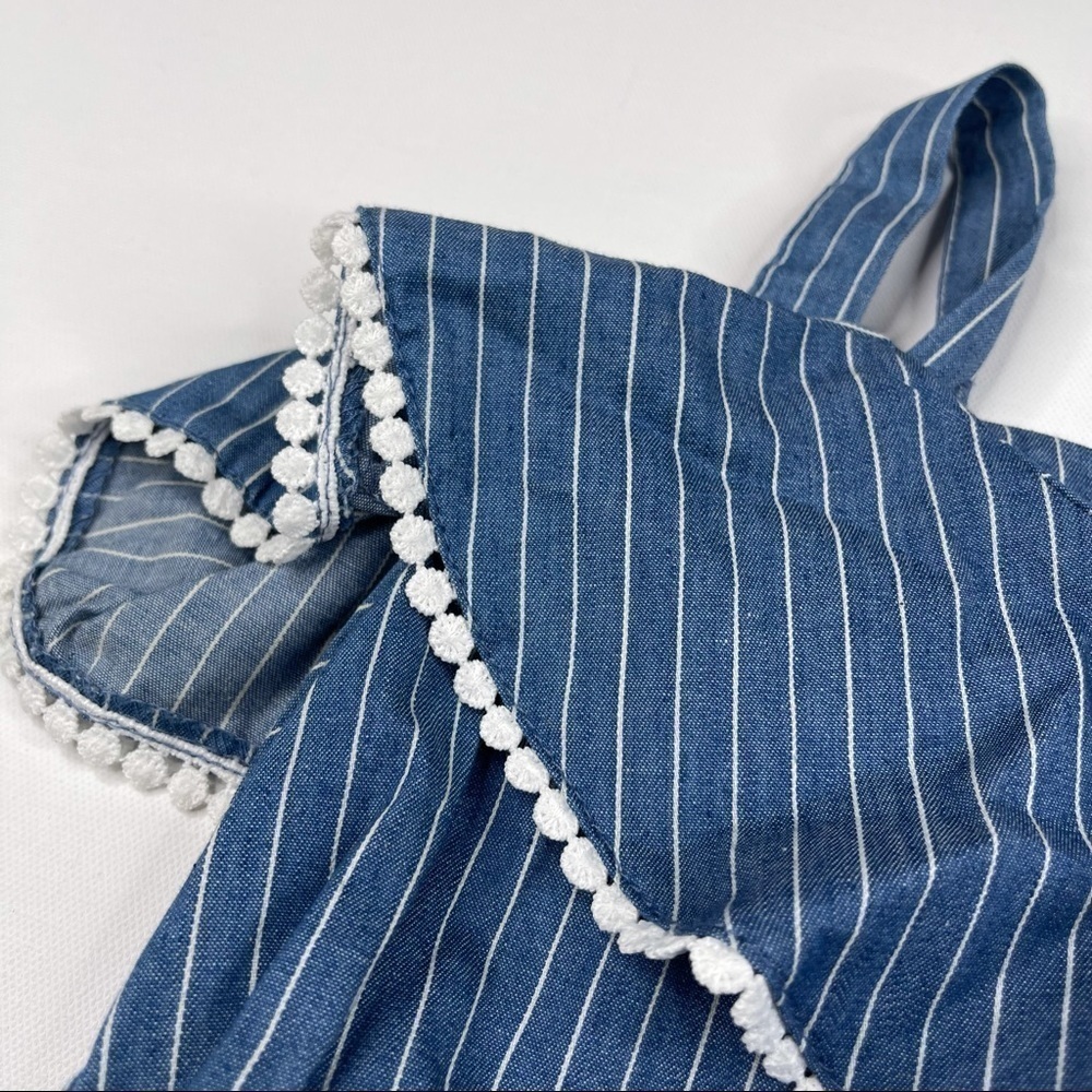 BCBGirls Dress Sleeveless Ruffle Striped Blue Summer Spring Dressy Cute New - Picture 7 of 16